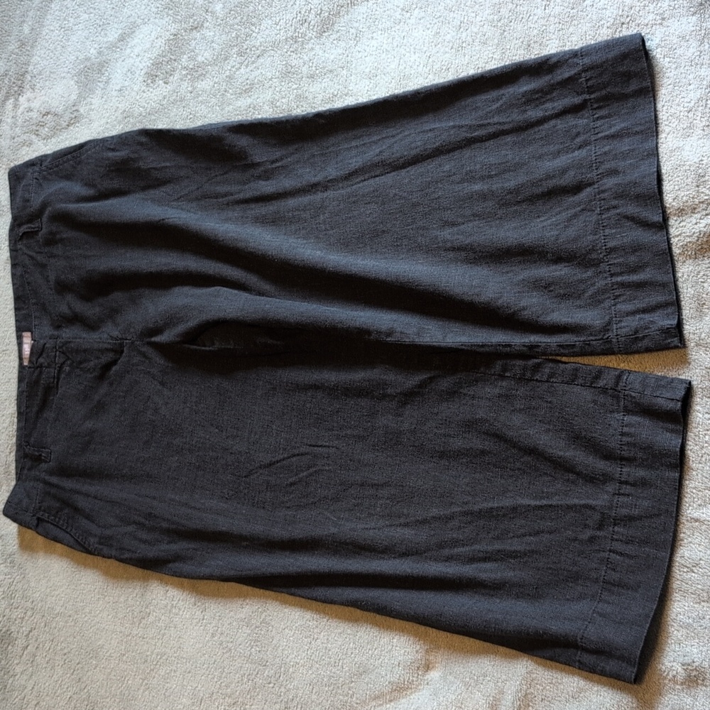 J. Jill Black Linen Wide-Leg Pants, Women Size 12